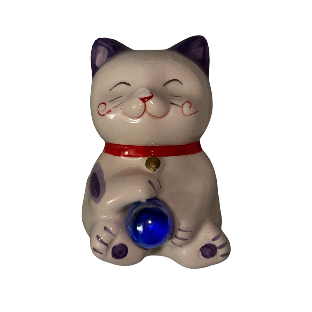 Purple Lucky Cat Coin Bank